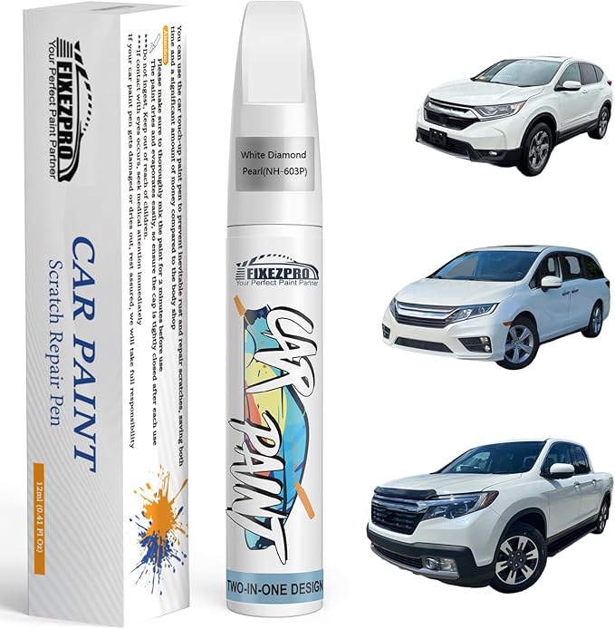 NH-603P White Diamond Pearl Car Touch Up Paint for Honda, Color Match Auto Paint Repair Pen,Professional Car Scratch Repair Remover Pen Quick Drying, Easy to Use