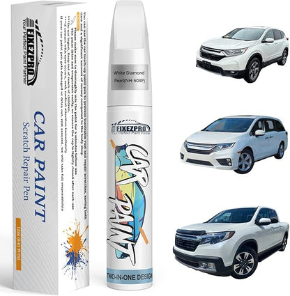 NH-603P White Diamond Pearl Car Touch Up Paint for Honda, Color Match Auto Paint Repair Pen,Professional Car Scratch Repair Remover Pen Quick Drying, Easy to Use
