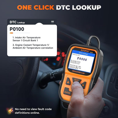 AUTOPHIX OM126P OBD2 Scanner, Check Engine Light Code Reader, Car Code Scanner for Automotive Diagnostic, Read & Clear Fault Code, Pass Smog Test, Live Data, for All US Cars After 1996