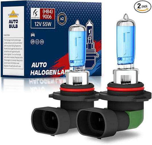 9006/HB4 Halogen Headlight Bulbs, Standard High Beam or Low Beam or Fog Light Bulb, DC 12V 55W 5000K,4000 Lumens,Head Light Bulbs for Car,High Brightness Headlight Bulb, Pack of 2