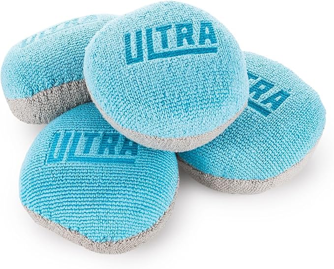 The Rag Company - Ultra Pearl Puck Applicator - Pearl Weave Microfiber with Patented No-Soak Barrier for Applying & Buffing Waxes, Coatings, & Cleaners, 4 Pack