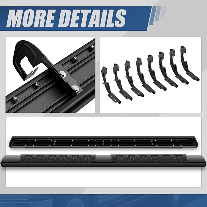Auto Dynasty 6" Running Boards for Truck 2007-2019 Chevy Silverado GMC Sierra 1500 2500 3500 Crew Cab (Exclude Diesel), Aluminum Side Step Nerf Rail Bars, Black Powdercoated Bar