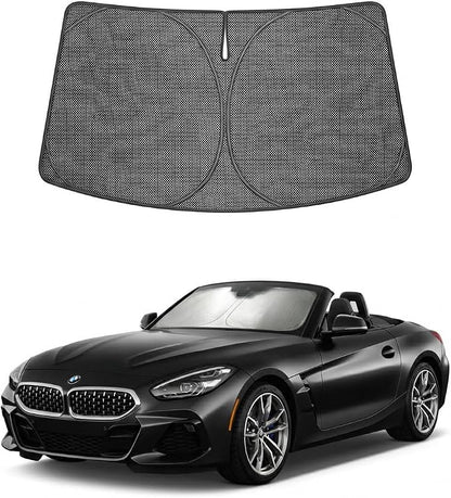 Proadsy Windshield Sun Shade Custom Fit BMW Z4 2019-2026 Ice Crystal Black Front Window Sunshade UV and Heat Blocker Foldable Visor Keeps Car Cooler for Summer Parking and Daily Use