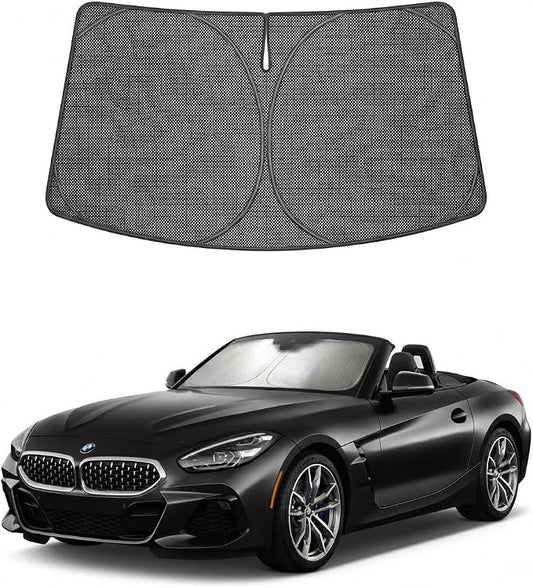 Proadsy Windshield Sun Shade Custom Fit BMW Z4 2019-2026 Ice Crystal Black Front Window Sunshade UV and Heat Blocker Foldable Visor Keeps Car Cooler for Summer Parking and Daily Use