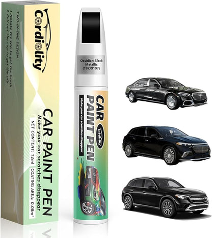 197/9197 Obsidian Black Metallic Touch Up Paint for Mercedes Benz, Color Accurate Car Paint Scratch Repair Pen, Quick & Easy Fix Automotive Chips and Nicks