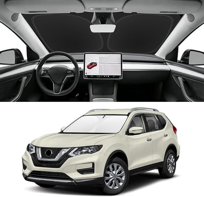 Custom Fit Windshield Sun Shade for Nissan Rogue 2014-2020, Blocks UV & Heat, Front Window Sunshade Accessorie, Easy Fold & Store Keep Your Car Cooler
