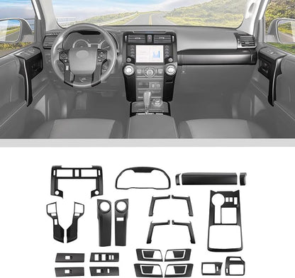 JWWY Interior Trim Kit Auto Interior Dress-Up Kit Decor Set Center Console Gear Shift Dashboard Panel Cover Trim for 2020-2023 Toyota 4runner Interior Accessories, ABS Matte Black 28pcs