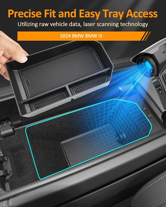 for BMW i5 Center Console Organizer for 5 Series i5 G60 G61 2024 2025 2026 Armrest Storage Box Tray for BMW 5 Series 530i, 530i xDrive 540i xDrive Accessories i5 G60 G61 Center Console Organizer
