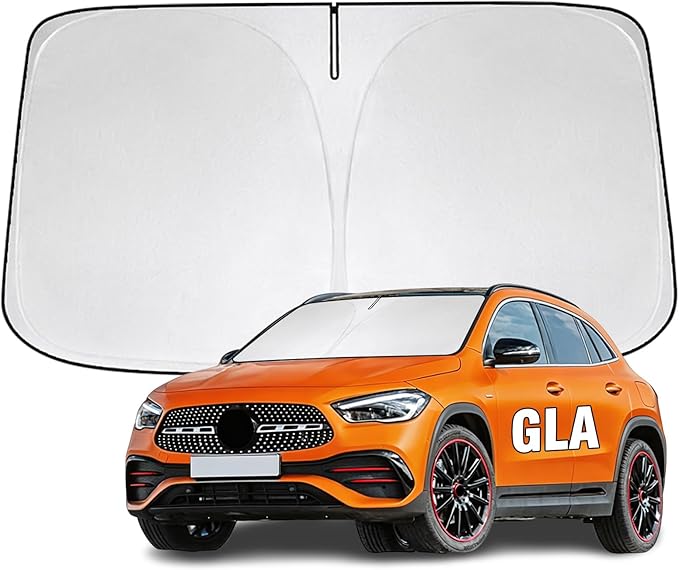 Windshield Sunshade for Mercedes Benz GLA GLA180 GLA200 GLA220 GLA250 2014-2026 Sun Shade 300T Front Window Shade Sun Shield Blocks UV Rays Custom Fit GLA Windshield Cover Foldable Keep Cool