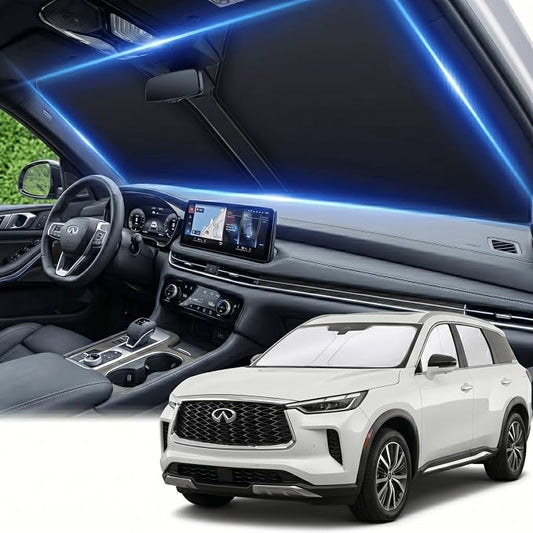 Windshield Sun Shade for Infiniti QX60 2018-2024 2025 2026 Sunshade Front Window Shade Custom Fit QX60 Accessories Sun Visor Foldable Shade Blocks UV Rays Accessories