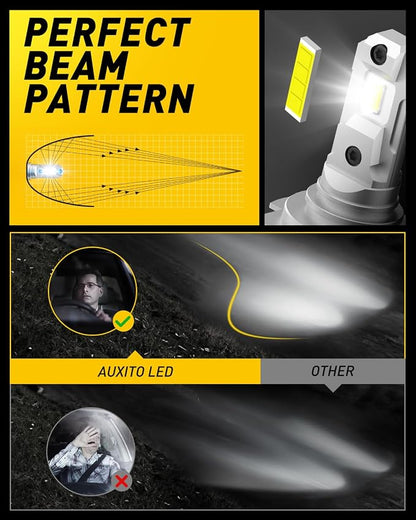 AUXITO H7 Bulb, 6500K Cool White 600% Brighter, Direct Plug & Play Installation, No Adapters Needed, 99% Vehicle Compatible, Enhanced Safety Vision