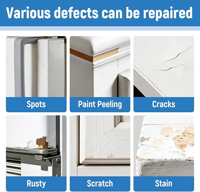 White Touch Up Paint High-Gloss Multi Surface Acrylic White Touch Up Paint Pen Scratch Repair for Metal,Walls,Cabinets,Appliances,Wood,Door,Furniture,Enamel 1.5 Fl Oz