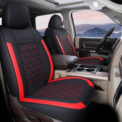 Coverado Seat Covers for Dodge Ram, Waterproof Front Car Seat Covers for Truck Compatible with 2002-2026 Dodge Ram 1500 2500 3500 Crew Double Mega Quad Cab(Red)