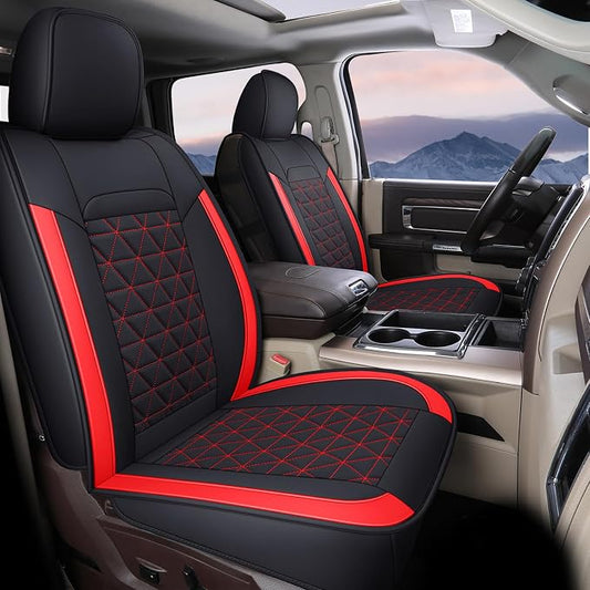 Coverado Seat Covers for Dodge Ram, Waterproof Front Car Seat Covers for Truck Compatible with 2002-2026 Dodge Ram 1500 2500 3500 Crew Double Mega Quad Cab(Red)