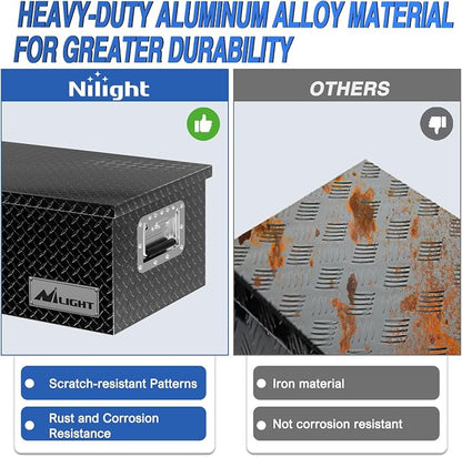 Nilight 30 Inch Truck Tool Box Heavy Duty Aluminum Diamond Plate Truck Bed Toolboxes 30''X13''X9.6'' Waterproof Pick-Up Storage Tool Boxes for Bed of Truck RV Trailer with Side Handle Lock Keys, Black