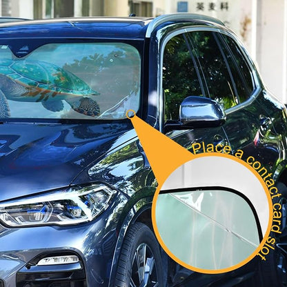 Sea Turtle Teal Windshield Sun Shade for Car Auto SUV Truck Foldable Front Window Sunshade Sun Visor Protector Block UV Rays Reflect Heat, 55" x 28"