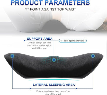 Lumbar Support Pillow, Ergonomic Back Cushion for Office Chair with Adjustable Straps & Detachable Breathable Cover,Memory Foam Car Lumbar Pillow, Back Support Pillow for Car, Office,Bed Rest,A-Black