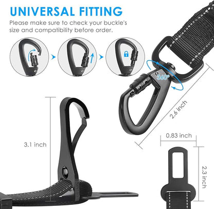 URPOWER 3-in-1 Dog Seat Belt for Car, 2 Pack Adjustable Bungee Dog Car Harness with Seatbelt Buckle & Latch Hook, Reflective & 360° Swivel Heavy Duty Pet Safety Belts for Dogs and Cats