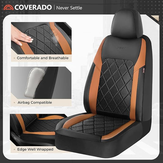 Coverado Car Seat Covers, Seat Covers Full Set, 5 Seats Automotive Seat Cover, Mesh Breathable Seat Protectors, Universal Fit for Most Cars