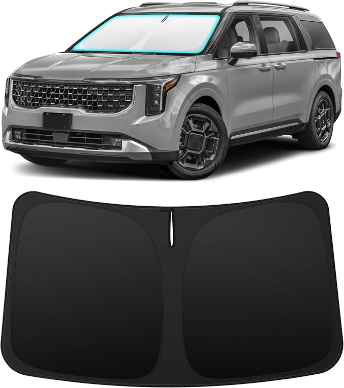 INSAUTO Custom Fit Windshield Sun Shade Accessories for Kia Carnival 2022-2026, Foldable Front Window Sunshade, UV & Heat Reflector, Keeps Interior Cool, Includes Storage Bag