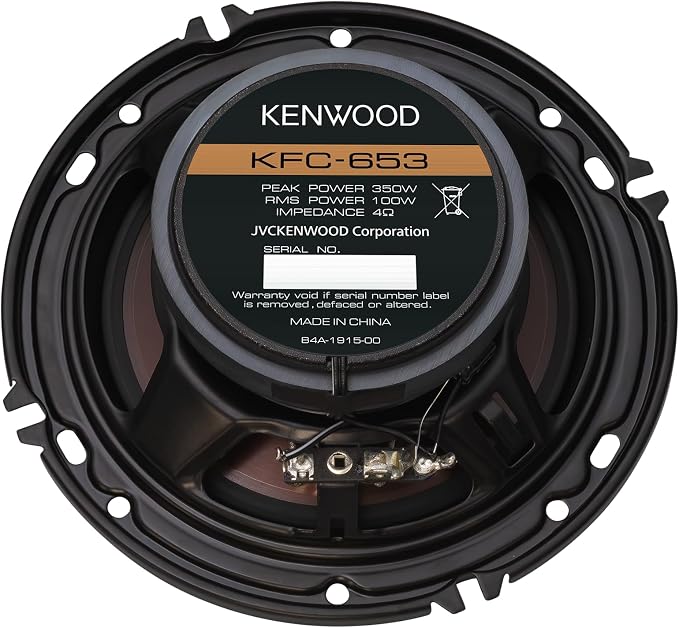 Kenwood KFC-653 6-1/2" 2-Way Concert Series Car Speakers – 320W Peak Power, Polypropylene Woofer Cone, Balanced Dome Tweeter, Acoustic Sound Harmonizer