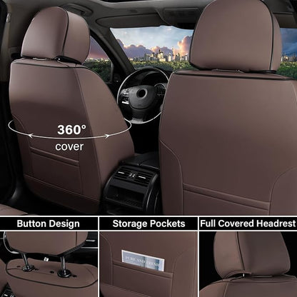 Coverado Car Seat Covers Full Set, Car Seat Protectors Leather Seat Covers for Cars, Automotive Seat Covers Car Accessories Universal Fit for Most Sedans SUV Pick-up Truck(Coffee)