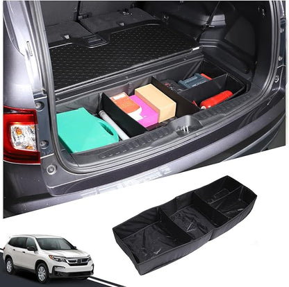 Trunk Organizer Compatible with Honda Pilot 2016-2022, Portable Foldable Large Capacity Cargo Storage Box with 4 Compartments, Oxford Cloth Material
