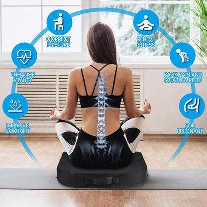 Gilbins Gel Seat Cushion - Memory Foam Cushion for Office Chair, Car Seat, and Wheelchair - Ergonomic Gel-Infused Cushion for Tailbone Support,and Lower Back Comfort - Portable & Washable