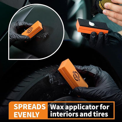 6PCS Ceramic Applicator Sponge Blocks with Suede Coating & Ergonomic Grip – Premium Car Detailing Kit for Ceramic Coating, Nano Coat, Wax & Paint Protection – Reusable & Scratch-Free Design