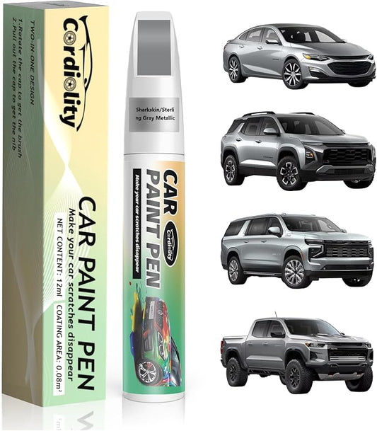 Car Touch Up Paint Sharkskin/Sterling Gray Metallic(GXD/WA130H) for Chevrolet, Color Accurate Car Scratch Repair Remover Pen Fix Auto Paint Chips and Nicks