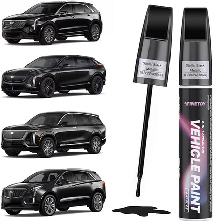 Stellar Black Metallic(GB8/WA384A) Touch up Paint for Cadillac, Quick & Easy Fix for Car Scratches, 2 in 1 Car Touch up Paint with Pen Tip and Brush, Auto Scratch Repair Pen with Exact Color Match