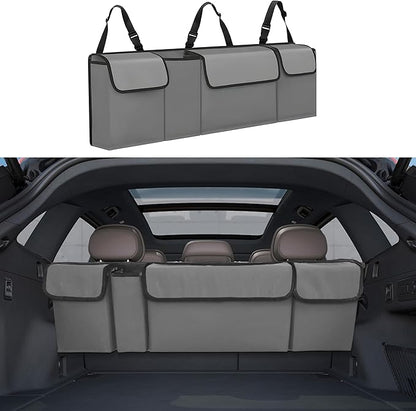 Car Trunk Organizer, Backseat Hanging Large Storage with Adjustable Straps,Waterproof PVC Collapsible Cargo Bag, Car Interior Accessories for Auto SUV MPV (Gray)