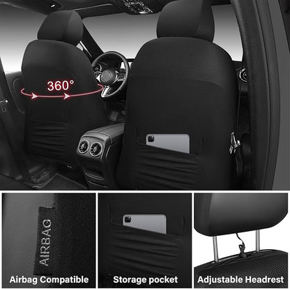CAR PASS 3D Foam Mesh Leather Car Seat Covers Front Seats, Breathable Front Seat Cover for Cars, Comfortable Universal Fit for SUV Truck Sedan Automotive Anti-Slip Airbag Compatible, Black and Red