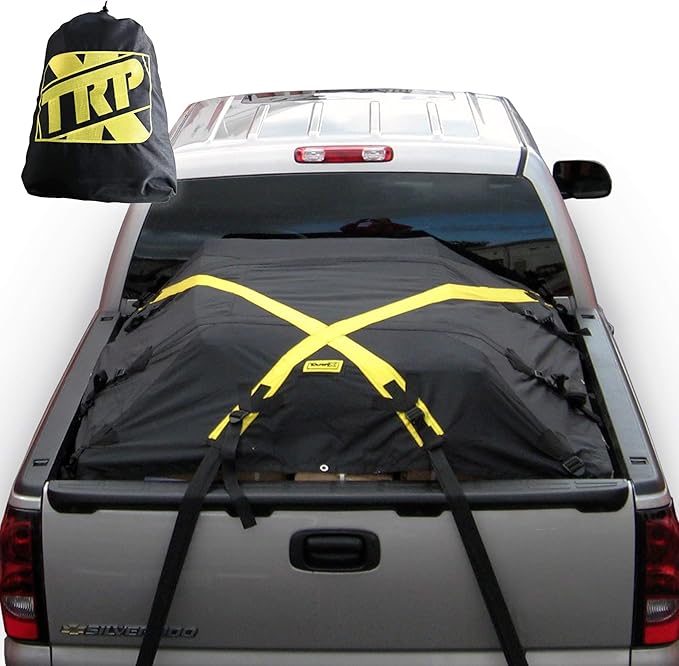 The X-Cover by TRPx - Trailer and Truck Bed Cover Large - Integrated Heavy Duty Black Tarp and Tie Down System. Fits: Standard Bed, Long Bed Trucks and Utility Trailers up to 8' Long.