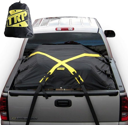 The X-Cover by TRPx - Trailer and Truck Bed Cover Large - Integrated Heavy Duty Black Tarp and Tie Down System. Fits: Standard Bed, Long Bed Trucks and Utility Trailers up to 8' Long.