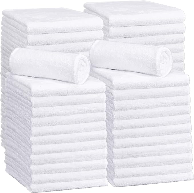 Shimeyao 30 Pcs Edgeless Microfiber Plush Towels for Cars Detailing Drying Wash Polishing Absorbent Cleaning Cloths, 500 GSM (16 x 16 Inch,White)