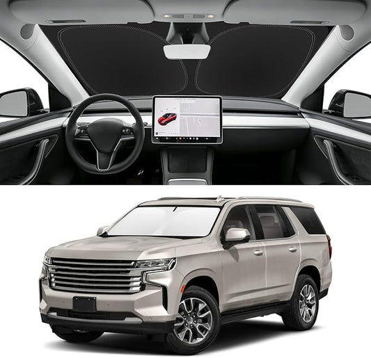 Custom Fit Windshield Sun Shade for Chevy Tahoe 2021-2026, Blocks UV & Heat, Front Window Sunshade Accessories, Easy Fold & Store Keep Your Car Cooler