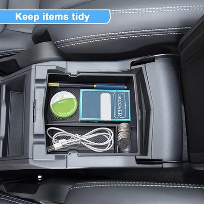 JKCOVER Upgraded Design Center Console Organizer Tray Compatible with Subaru Forester 2024 2023 2022 2021 2020 2019 Interior Armrest Insert Storage Box Easy Removal Accessories