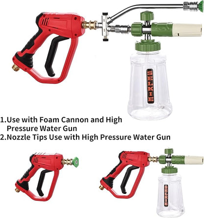 Selkie Foam Cannon with Double Tip Attachment,Adjustable Pressure Washer Foam Blaster with with Dual-Connector Accessory,5 Power Washer Sprayer Nozzles, 1/4" Quick Connect, 3600 PSI