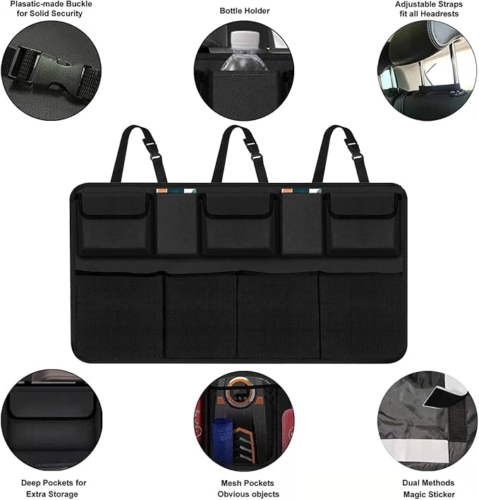 Snuopfy Car Trunk Organizer, Backseat Hanging Organizer with 9 Large Storage Bag Super Capacity -Trunk Organizer for SUV,Truck,Van -Your Space Saving Expert (9 Pocket)