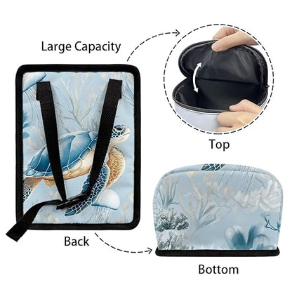 Talayituse Turtle Jellyfish Coral Print Car Trash Can with Lid, Leak Proof Auto Trash Bag Hanging Vehicle Garbage Can Multipurpose Storage Container for Back Seat Road Trip