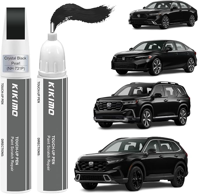 KIKIMO for Honda Touch Up Paint(Crystal Black Pearl(NH-731P)), Car Paint Repair Kit for Honda, 2 In 1 Scratches Repair with Pen Tip and Brush, Color-Matched for Quick & Easy Fix