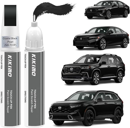 KIKIMO for Honda Touch Up Paint(Crystal Black Pearl(NH-731P)), Car Paint Repair Kit for Honda, 2 In 1 Scratches Repair with Pen Tip and Brush, Color-Matched for Quick & Easy Fix