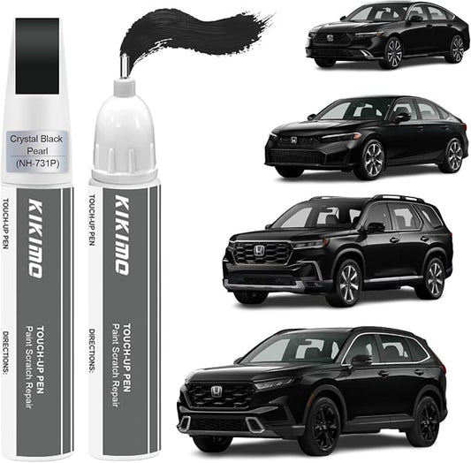 KIKIMO for Honda Touch Up Paint(Crystal Black Pearl(NH-731P)), Car Paint Repair Kit for Honda, 2 In 1 Scratches Repair with Pen Tip and Brush, Color-Matched for Quick & Easy Fix