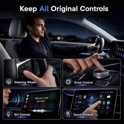 Screen Mirroring Adapter for Car, Mirror Phone to Car Screen | Wireless, 3-in-1 Car Play & Android Auto Adapter, Mini, USB C/USB A, Watch Youtube/Tiktok, Not for Netflix/Hulu,Low Latency