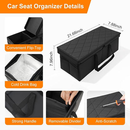 Car Seat Organizer for Kia Telluride 2020-2026 w/Built-In Cooler Bag, Telluride Second Car Console Organizer w/Non-Slip Strips, Foldable Backseat Organize for Dog Toys Kids Snacks Travel Storage Box