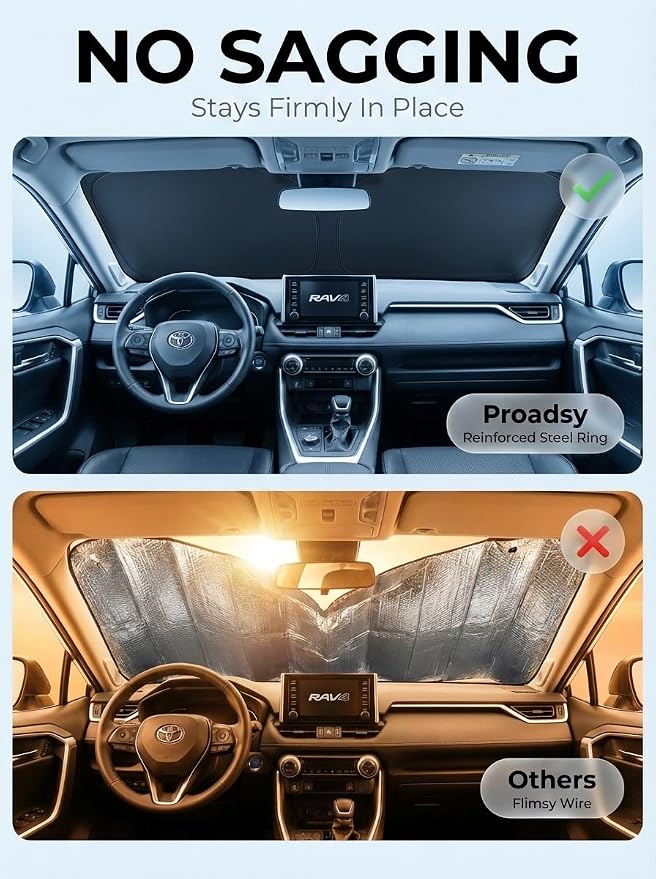 Proadsy Windshield Sun Shade Custom Fit Kia Sportage NQ5 2023-2026 Ice Crystal Black Front Window Sunshade UV and Heat Blocker Foldable Visor Keeps Car Cooler for Summer Parking and Daily Use