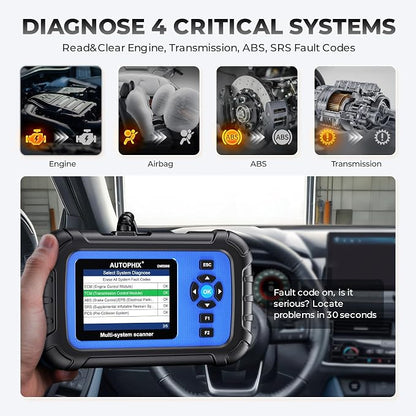 AUTOPHIX DM5900 OBD2 Scanner, ABS SRS Transmission & Engine Code Reader, Check Engine Light Scanner with Battery Test, Live Data, Smog Check, Free Lifetime Updates for All OBDII Cars