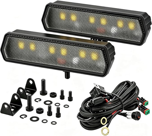 LED Light Bar 6 Inch 120W Driving Lights Backup Lighting Slim LED Pods | 2PCS 120W Bumper Lights Flood Diffusion Beam Off Road Fog Lights for Truck SUV ATV UTV, IP68 Waterproof, DT Wiring Harness