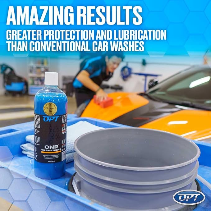 Optimum No Rinse Version 5 (32 Oz), Microfiber Drying Towel, and Big Red Sponge (BRS) Car Cleaning Kit, ONR Rinseless Car Wash, Drying Towel, and Wash Sponge for Washing and Auto Detailing
